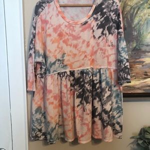 3X Peplum Tie-Dye Top